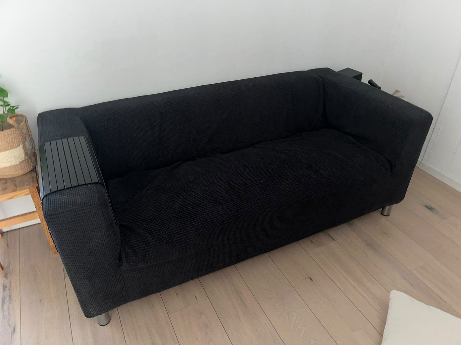 Zwarte bank 2/3 zits gratis, Ophalen, Driepersoons, 75 tot 100 cm, Zo goed als nieuw