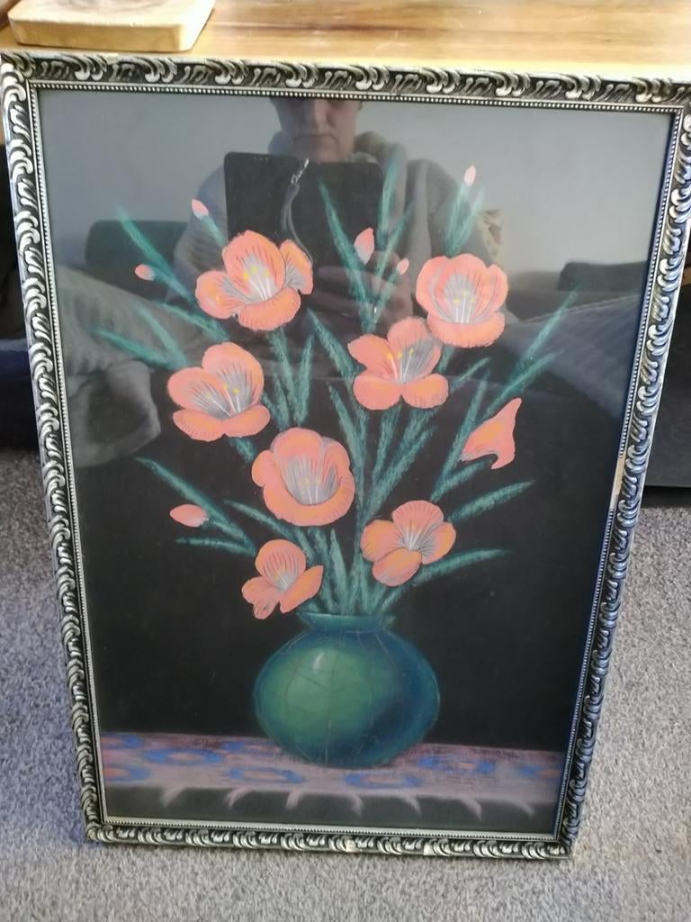 Schilderij met vaas en bloemen, Ophalen