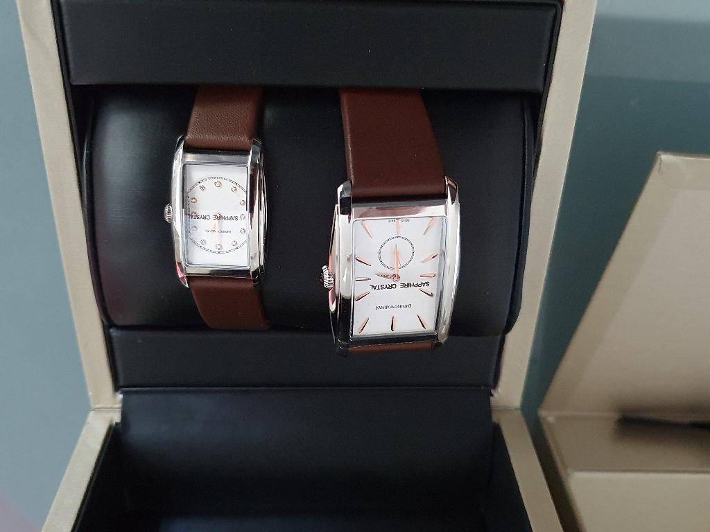 Armani Horloge set Nieuw, Leer, Polshorloge, Nieuw, Ophalen