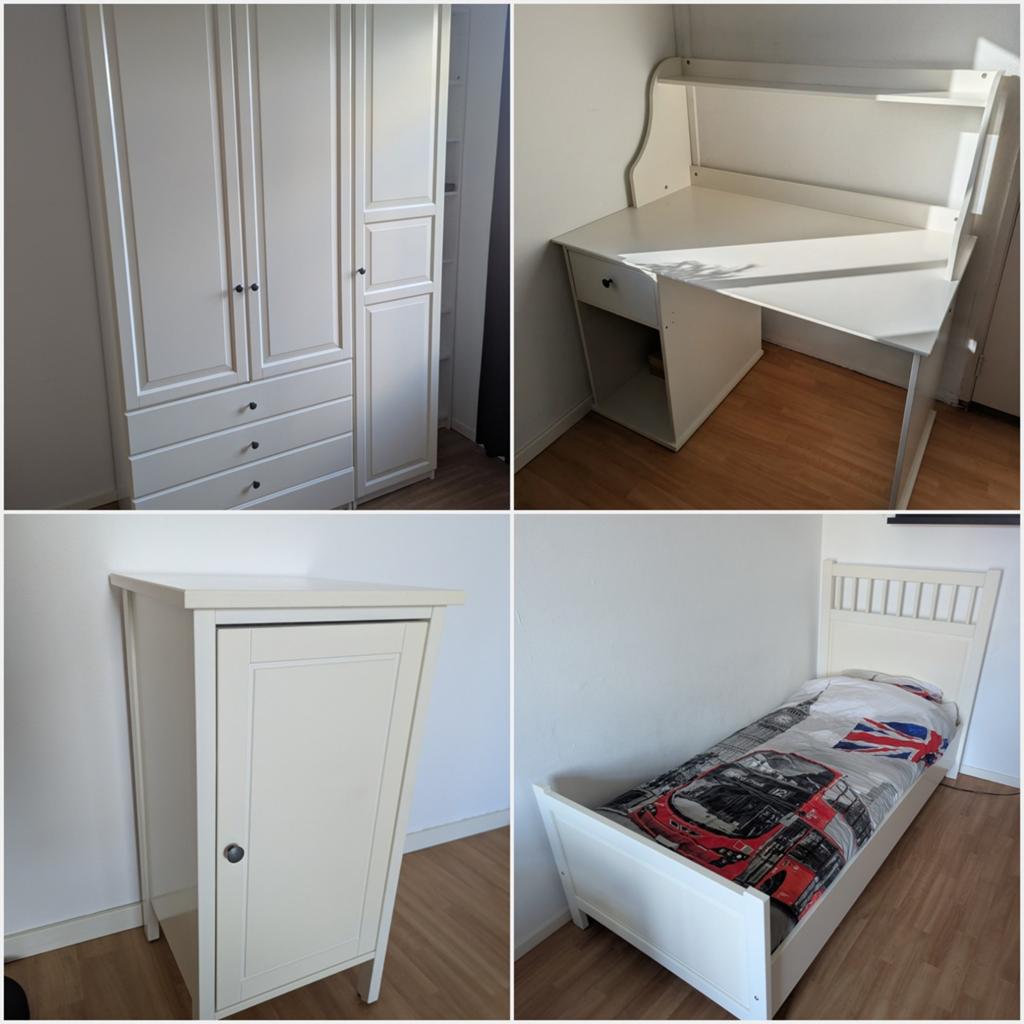 Complete slaapkamerset - kledingkast, bureau, bed, nachtkast, Huis en Inrichting, Ophalen, Gebruikt, 90 cm, Eenpersoons
