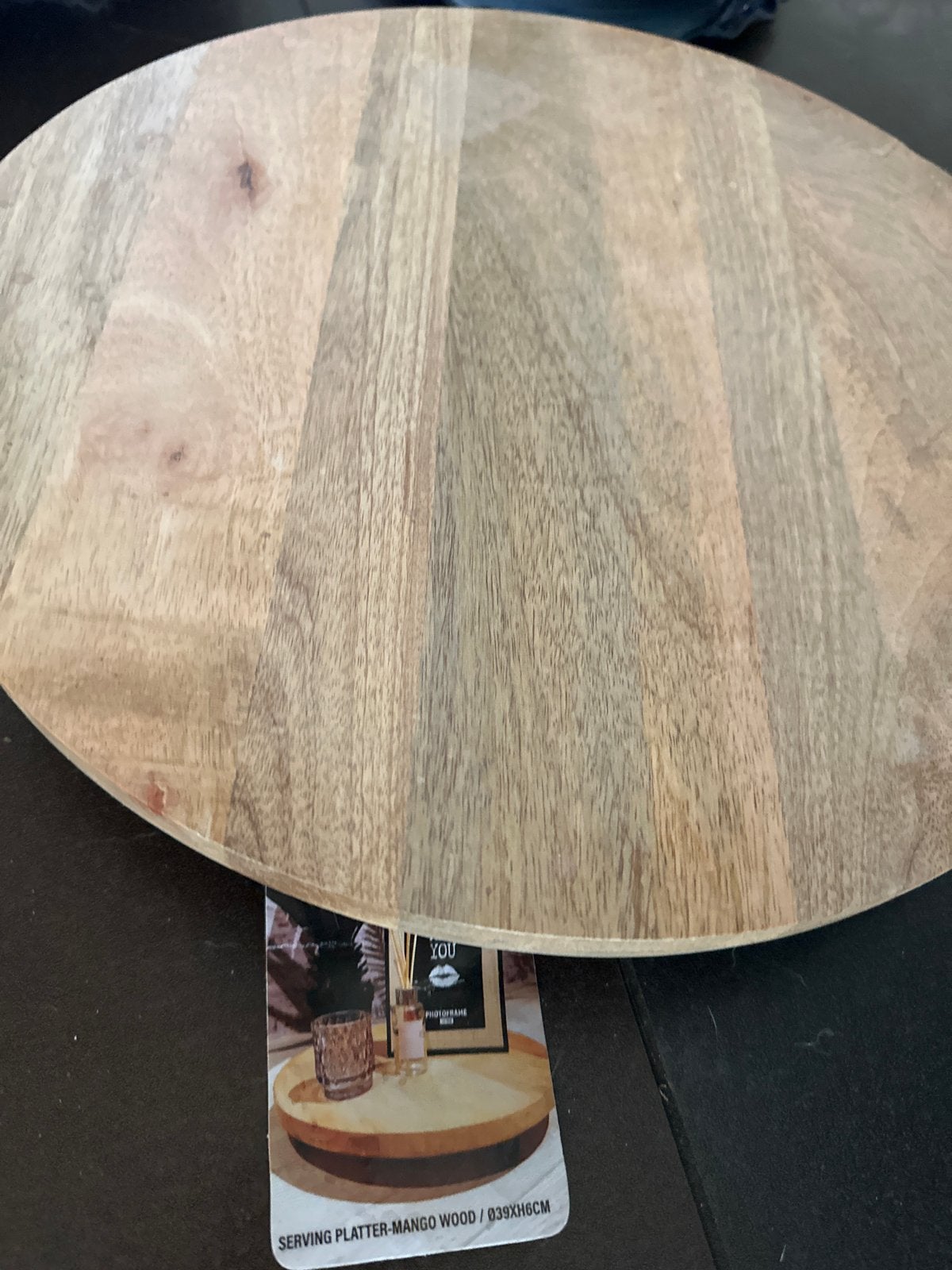 2x Ronde serveerplank van mangohout - Ø39xH6cm, Huis en Inrichting, Ophalen, Nieuw, Bruin, Hout