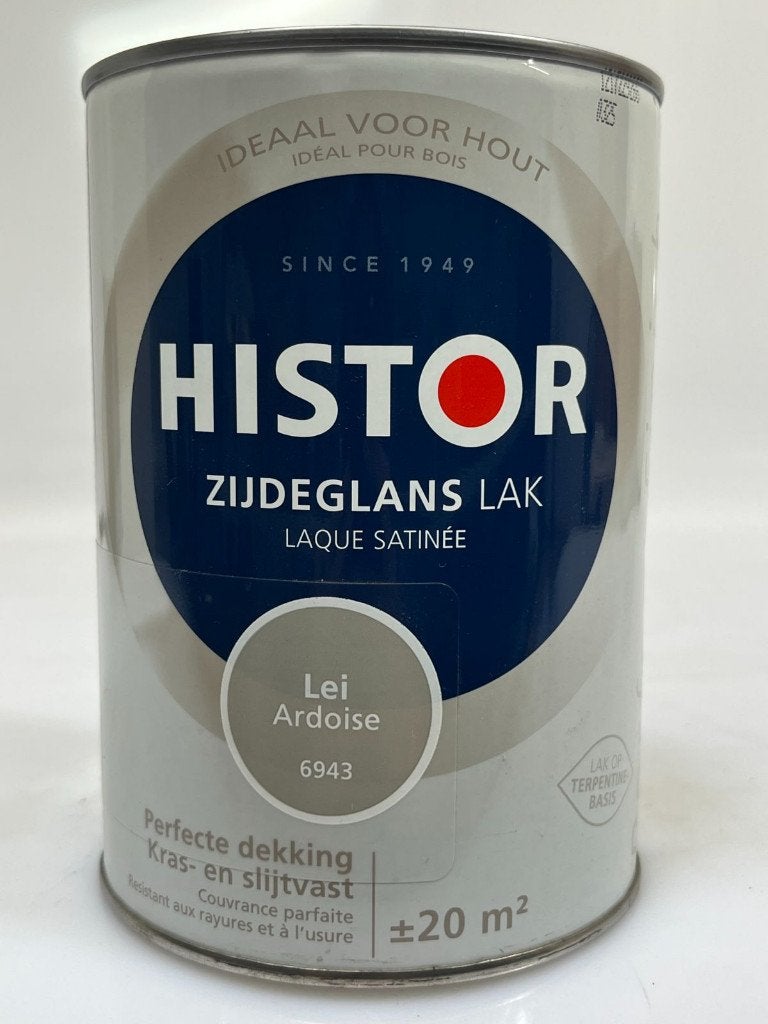 Histor lak Zijdeglans 6943 1,25L – nieuw, Nieuw, Ophalen of Verzenden, Lak, Grijs