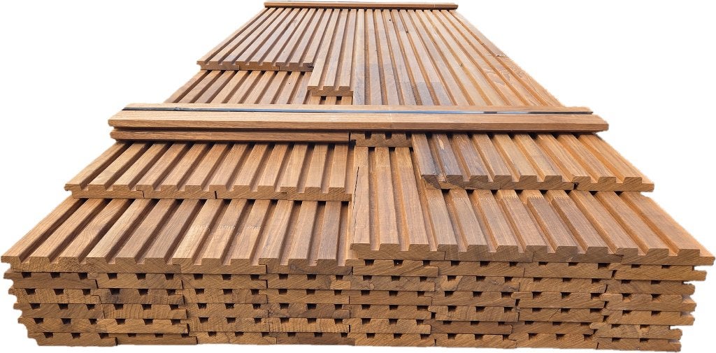 21.7 m2 triple rhombus profiel 27 mm dik - nr: HP321, Ophalen, Planken, Nieuw, Hardhout