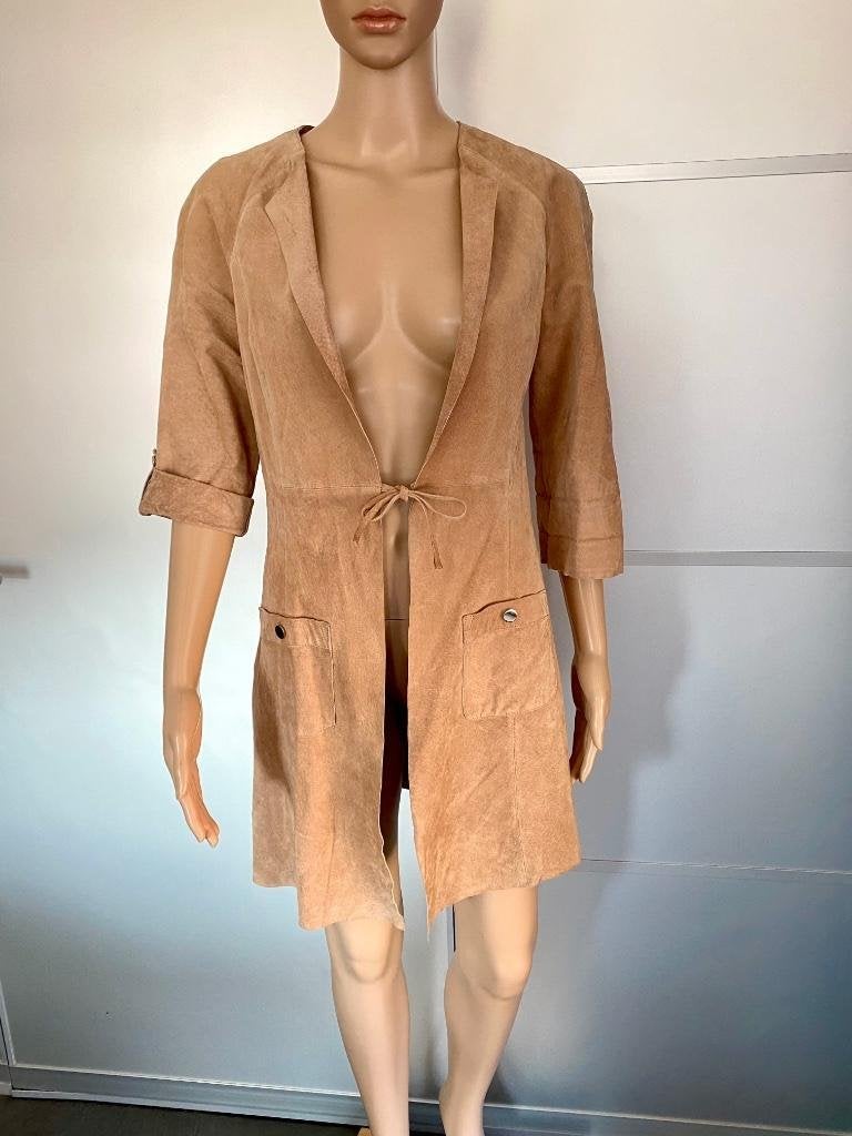 J115 Rino & Pelle mt. 36=S echt-leren lang jasje vest blazer, Beige, Ophalen of Verzenden, Zo goed als nieuw, Jasje