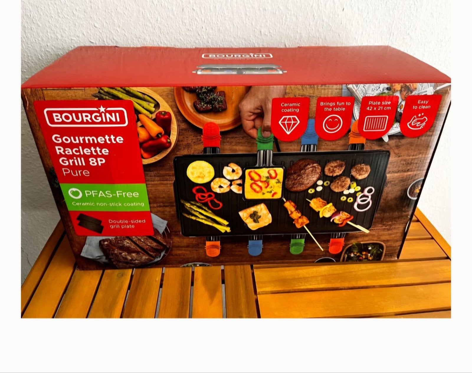 Bourgini Gourmet Raclette Grill 8P Pure - Nieuw in doos, Ophalen, Nieuw, 8 personen of meer