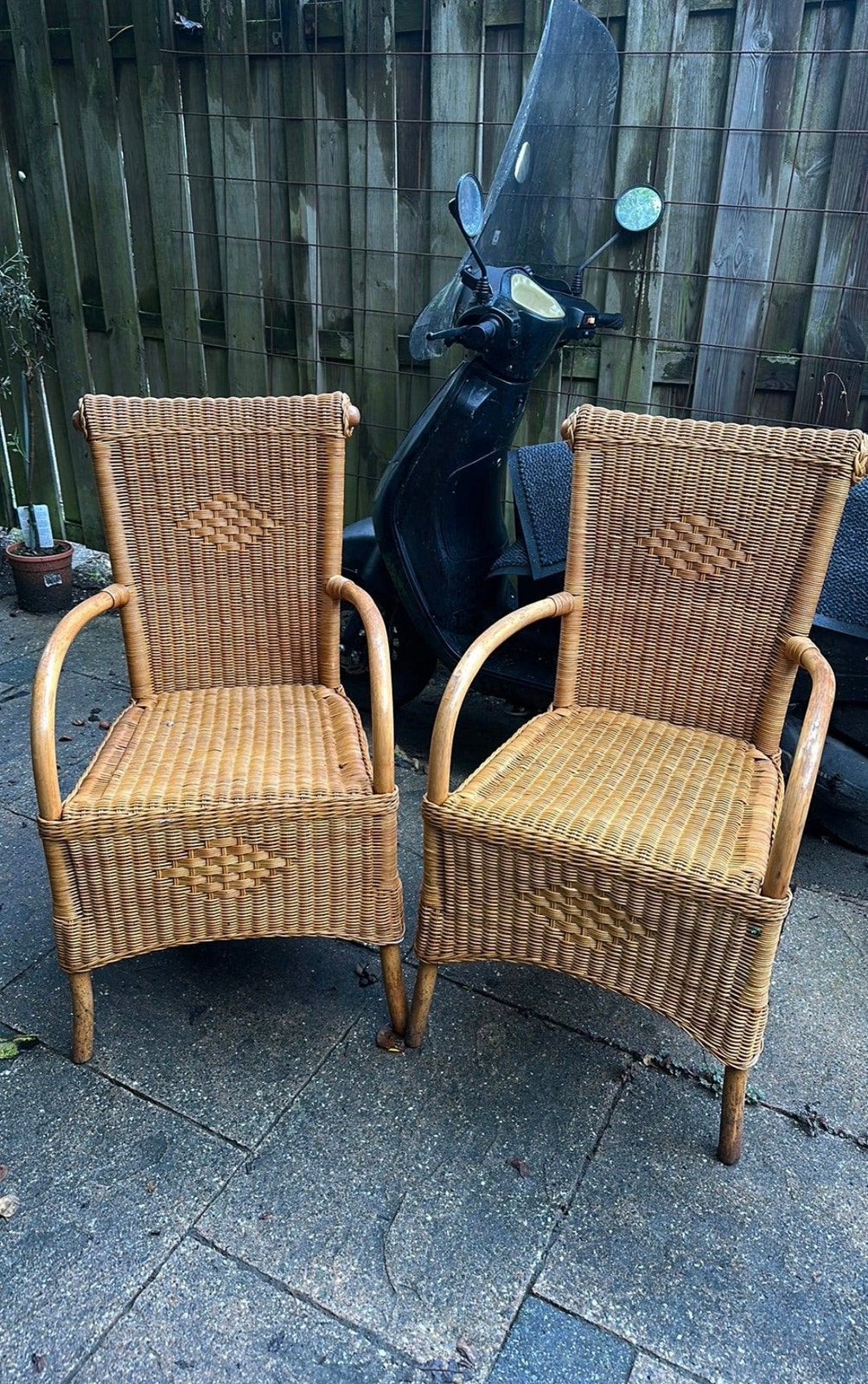 Rieten tuinstoelen, Tuin en Terras, Ophalen, Zo goed als nieuw, Rotan