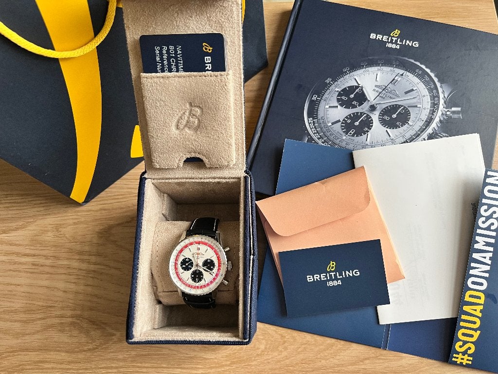 Breitling Navitimer 43 Limited Edition Boeing 747 Nieuw, Ophalen, Leer, Staal, Breitling