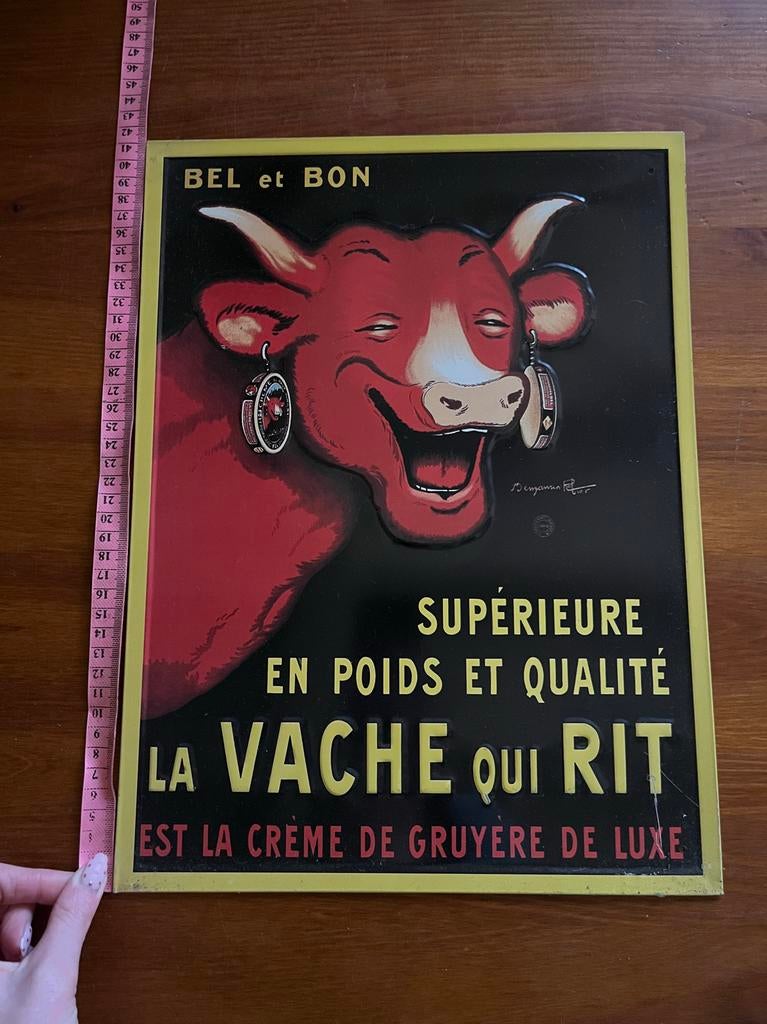 Metalen reclamebord La Vache Qui Rit, Ophalen of Verzenden, Gebruikt, Reclamebord