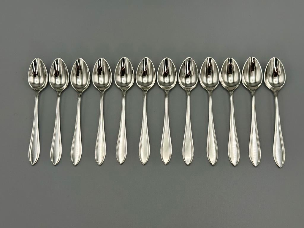 12 zilveren likeurlepeltjes, puntfilet, Antiek en Kunst, Antiek | Bestek, Ophalen of Verzenden