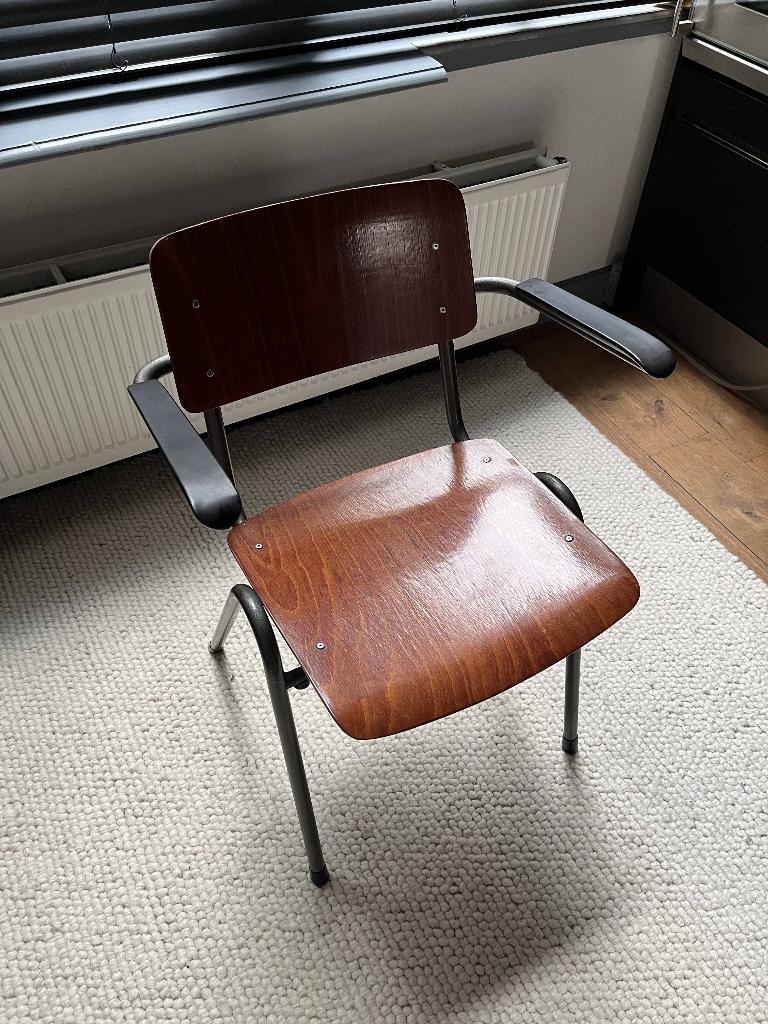 Vintage buisframe model Gispen stoel, Huis en Inrichting, Stoelen, Ophalen, Gebruikt, Twee, Bruin