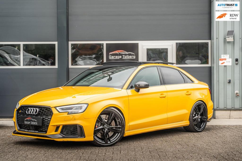 Audi RS3 Quattro 2.5-400PK, panoramadak, virtueel cockpit en, Auto's, Gebruikt, Zwart, Traction-control, Leder
