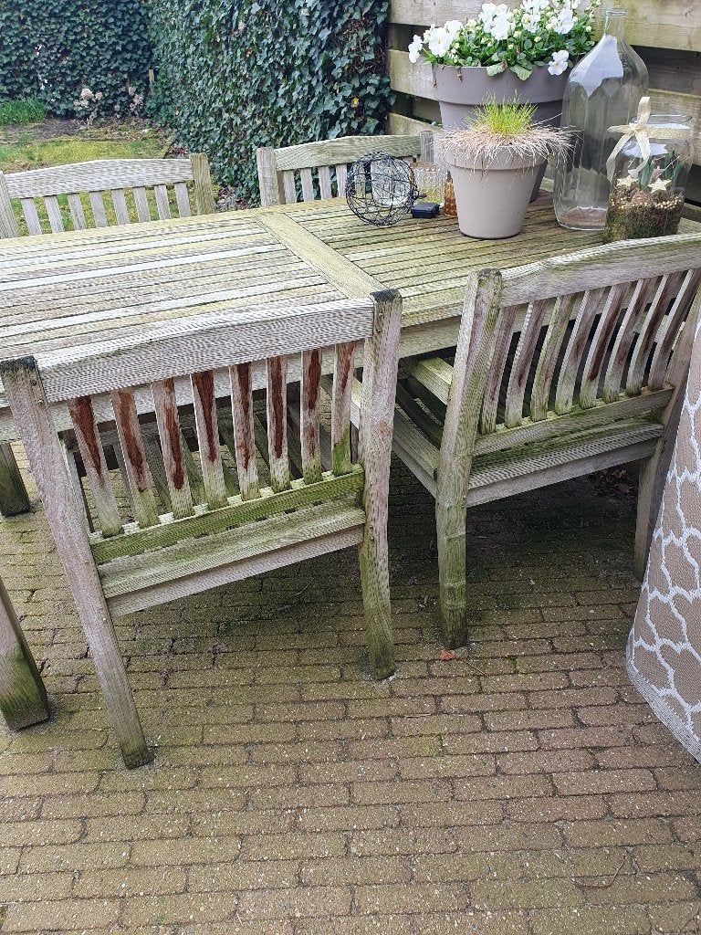 Tuinset Teak, Tuin en Terras, Ophalen, 4 zitplaatsen, Gebruikt, Teakhout