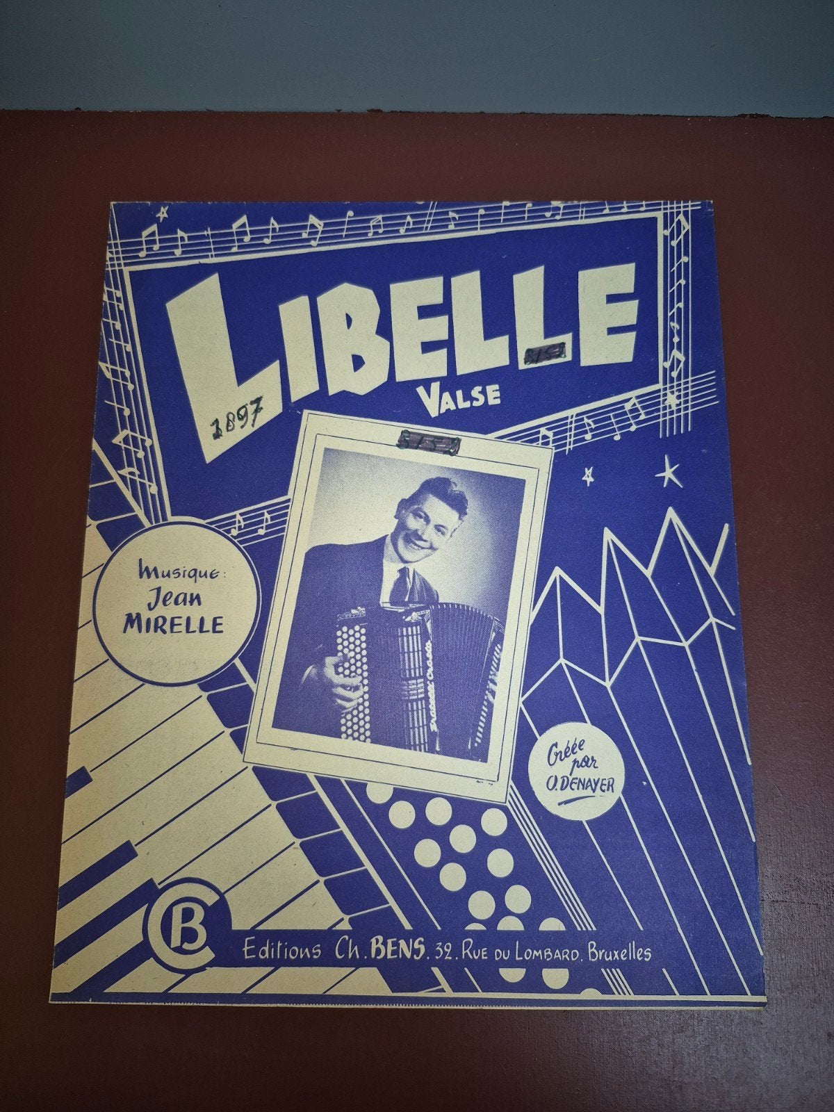 Libelle Valse - Muziek Jean Mirelle - Piano-Accordeon, Gebruikt, Klassiek, Piano, Ophalen of Verzenden