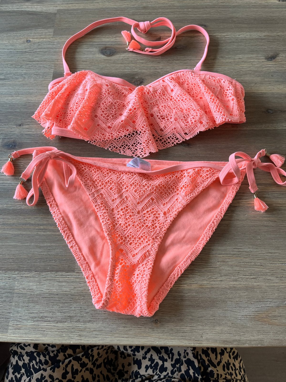 Neon Oranje Bikini Set S - Halternek & Franjes, Ophalen of Verzenden, Zo goed als nieuw, Oranje, Bikini