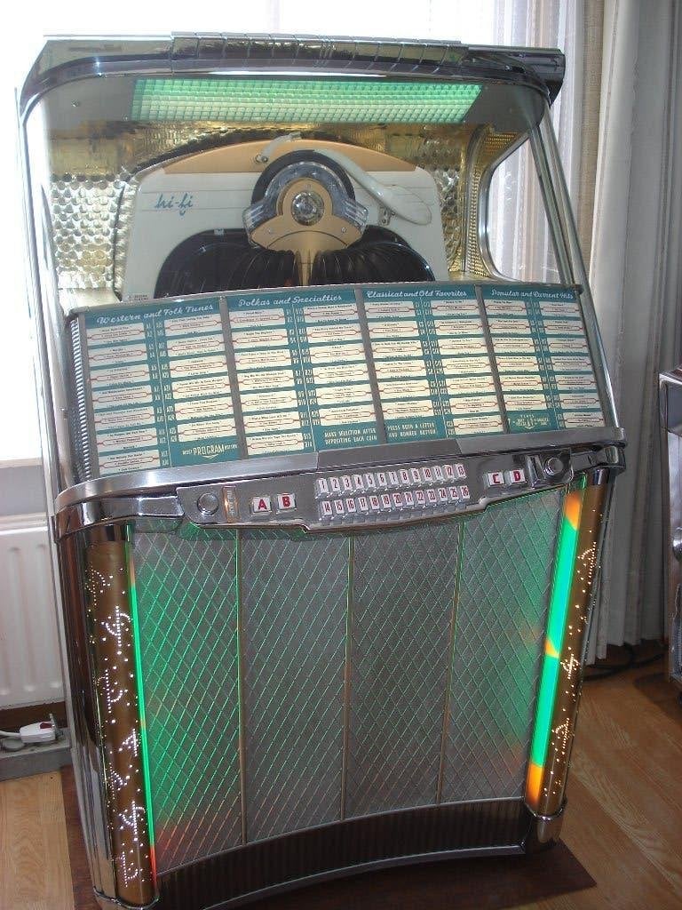 Jukebox Wurlitzer 2104 uit 1957 104 Select inc Singels, 1950 tot 1960, Zo goed als nieuw, Wurlitzer, Ophalen