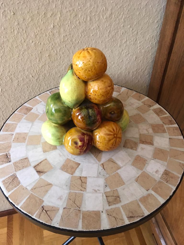 Vintage keramiek fruit decoratie, Ophalen, Zo goed als nieuw, Rond, Porselein of Keramiek