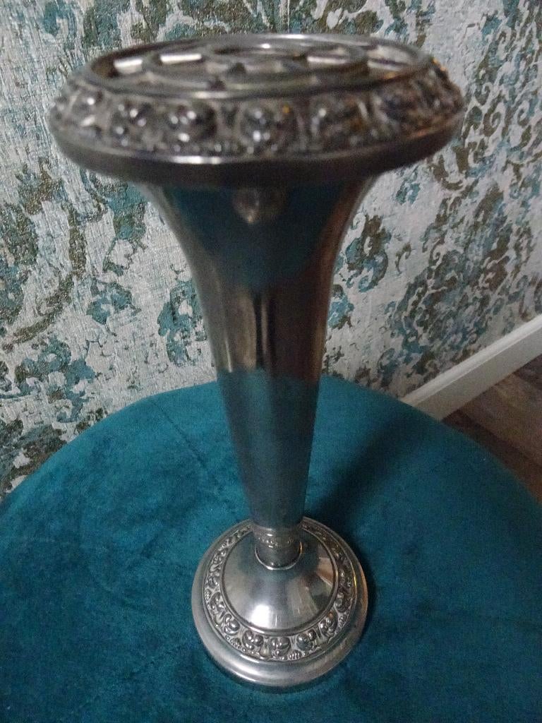 Vintage Engelse verzilverde rozensteker/ rozenbowl met rozen, Antiek en Kunst, Antiek | Woonaccessoires, Ophalen of Verzenden