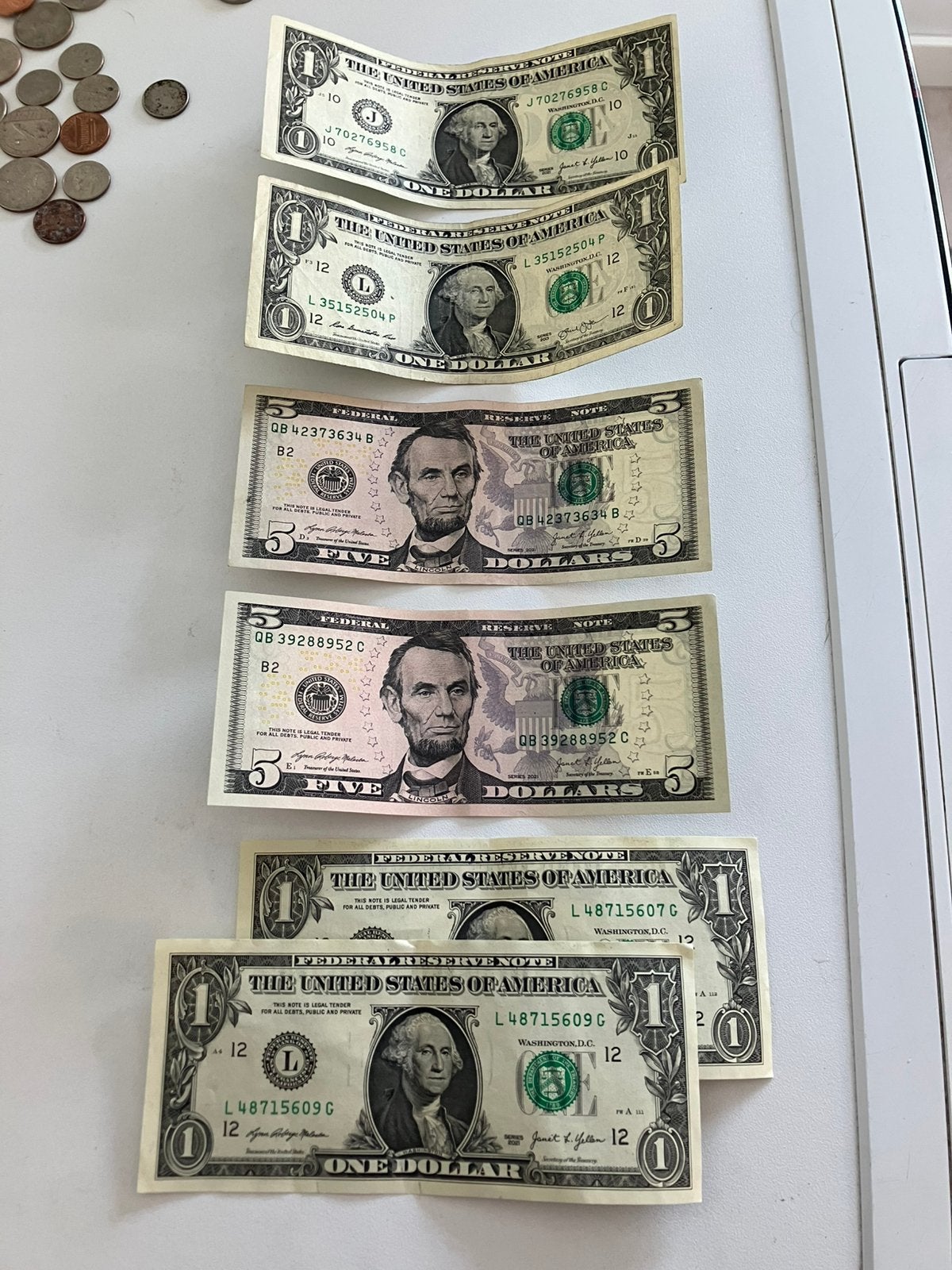14 amerikaanse dollar - 4x $1,- en 2x $5,-, Postzegels en Munten, Bankbiljetten | Amerika, Ophalen of Verzenden, Noord-Amerika