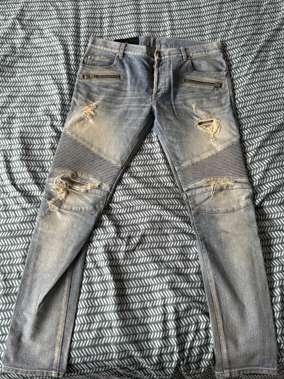 Balmain Slim Fit Biker Jeans - Maat W34, Ophalen of Verzenden, Gedragen, Blauw, W33 - W34 (confectie 48/50)