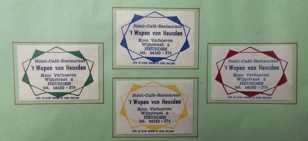 Hotel Café Restaurant ’t Wapen van Heusden Kees Verhoeven, Ophalen of Verzenden, Zo goed als nieuw, Luciferdoosjes of -merken