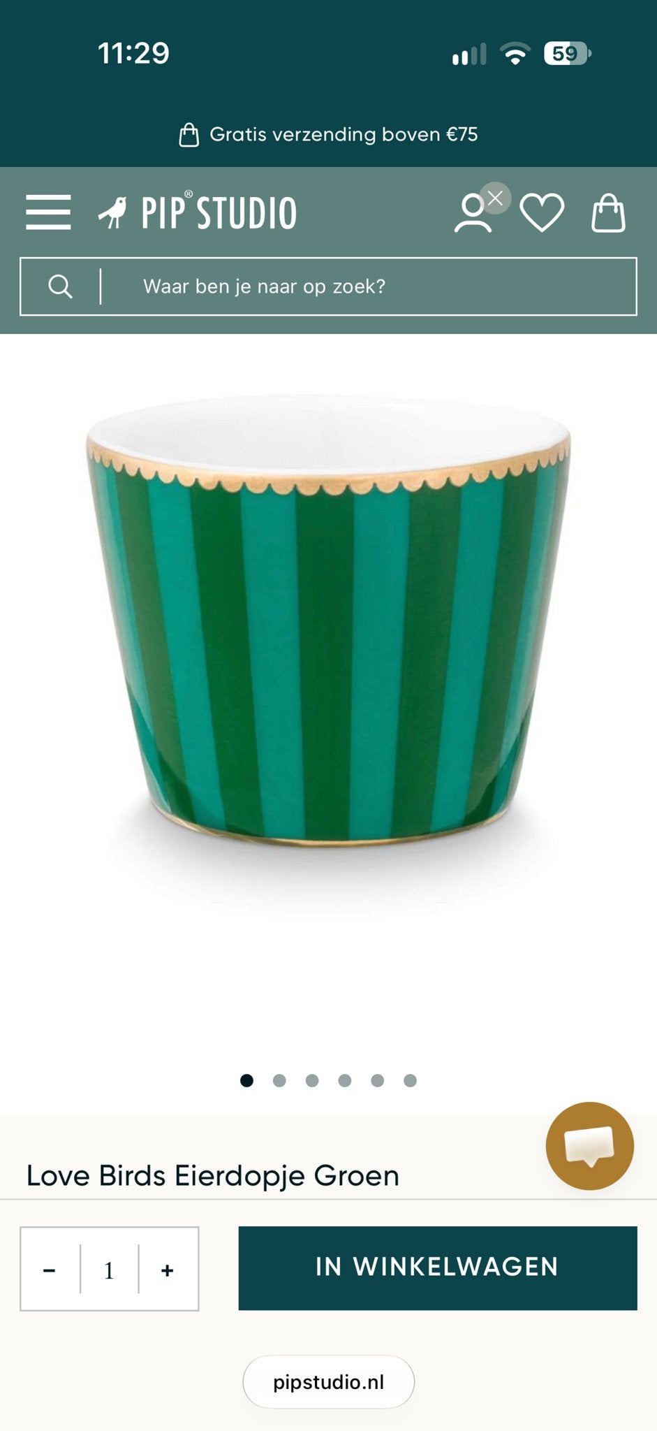 23x Pip Studio Love Birds Eierdopjes Groen, Ophalen, Zo goed als nieuw, Modern, Porselein