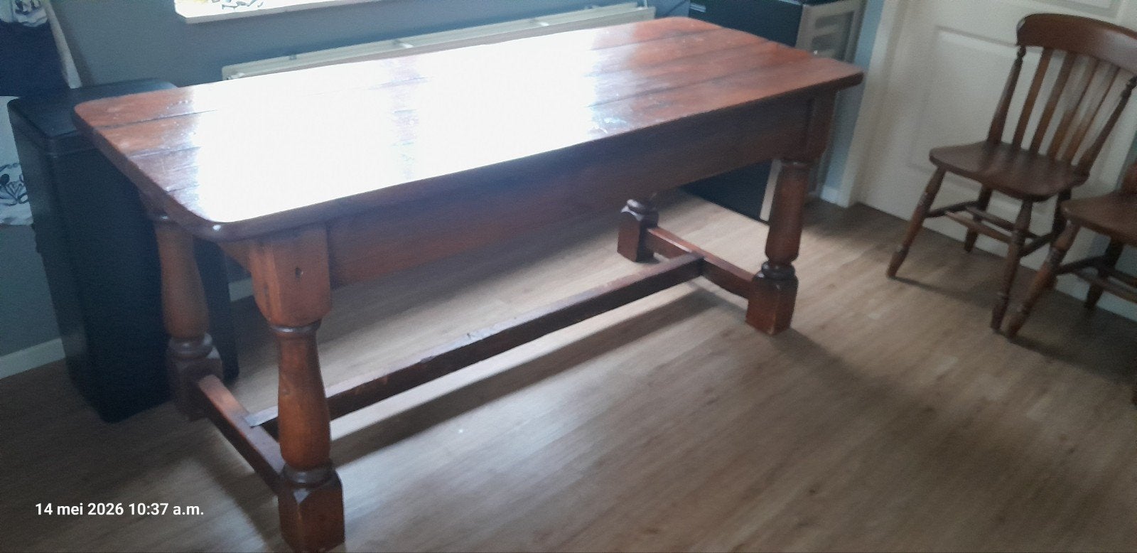 Antieke eettafel met 6 bijpassende stoelen, Ophalen