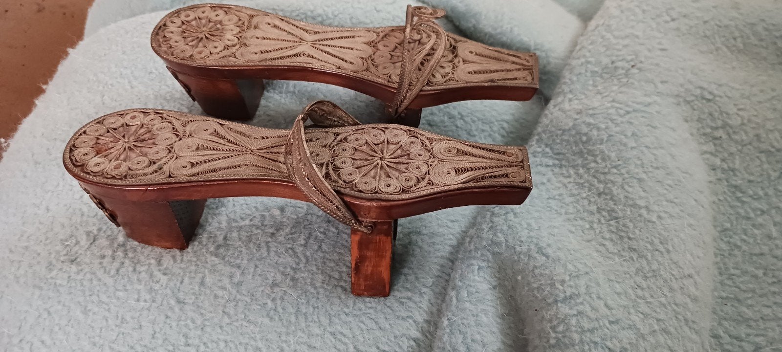 vintage Turkse houten badslippers , 22 cm, Ophalen of Verzenden, Dames