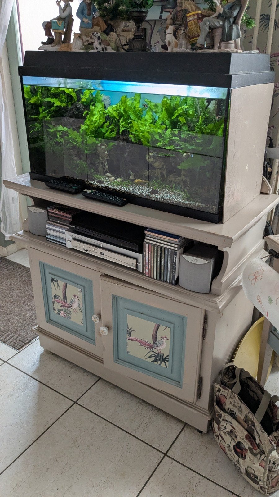 Aquarium 120ltr 80/35/46hoog compleet led,filter,pomp verwar, Ophalen, Zo goed als nieuw, Gevuld zoetwateraquarium