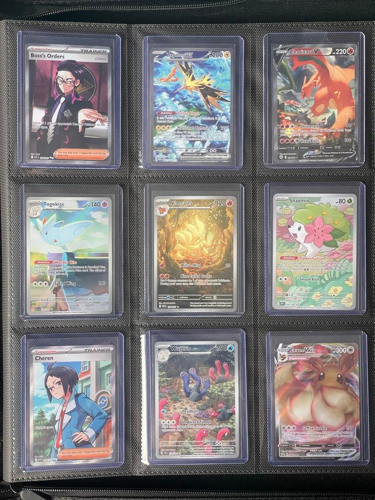 Pokémon kaarten: Zapdos ex, Charizard V, Ninetales en meer!, Ophalen of Verzenden, Zo goed als nieuw, Meerdere kaarten, Foil