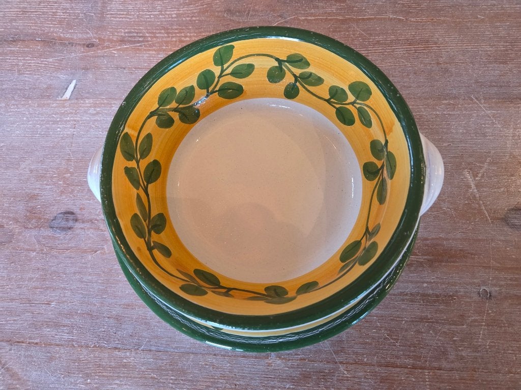 Schaal met schotel met olijftakken, Overige merken, Landelijk/Boerenbont, Ophalen of Verzenden, Aardewerk