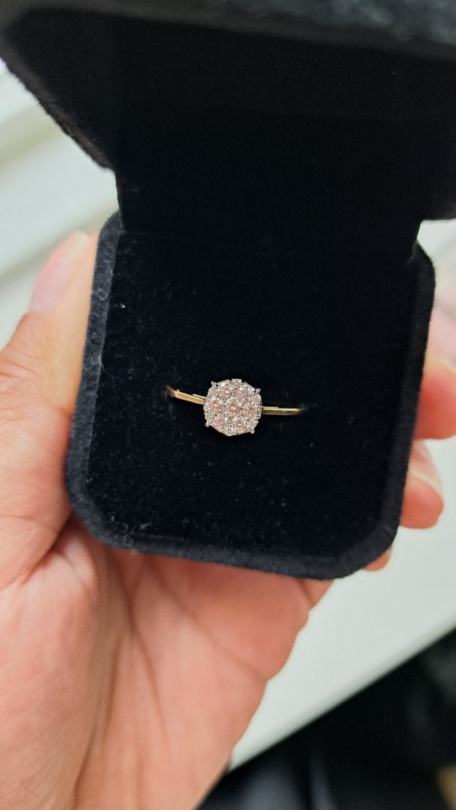 Gouden ring met natural diamanten cluster - K18 (750) 0.40 c, Sieraden, Tassen en Uiterlijk, Ringen, Ophalen, Nieuw, 17 tot 18