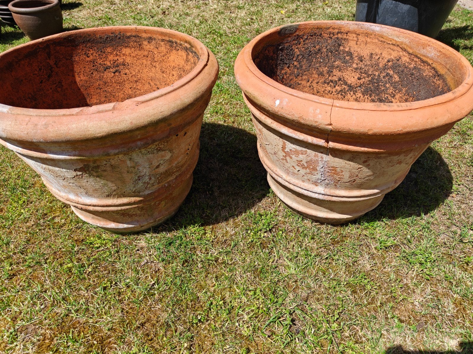 Setje grote terracotta potten tekoop! Samen slechts €100., Tuin en Terras, Bloempotten, Ophalen, Rond