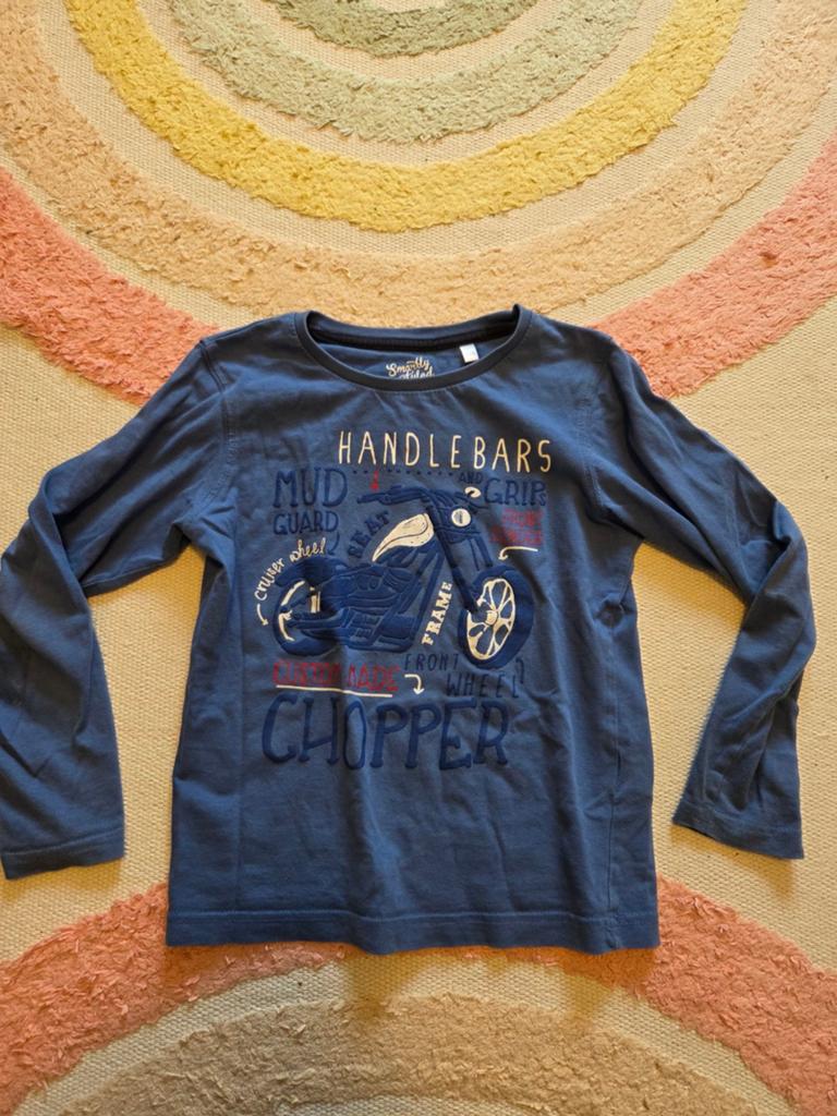 Blauwe longsleeve maat 116 motor chopper in goede staat, C&A, Ophalen of Verzenden, Zo goed als nieuw, Shirt of Longsleeve