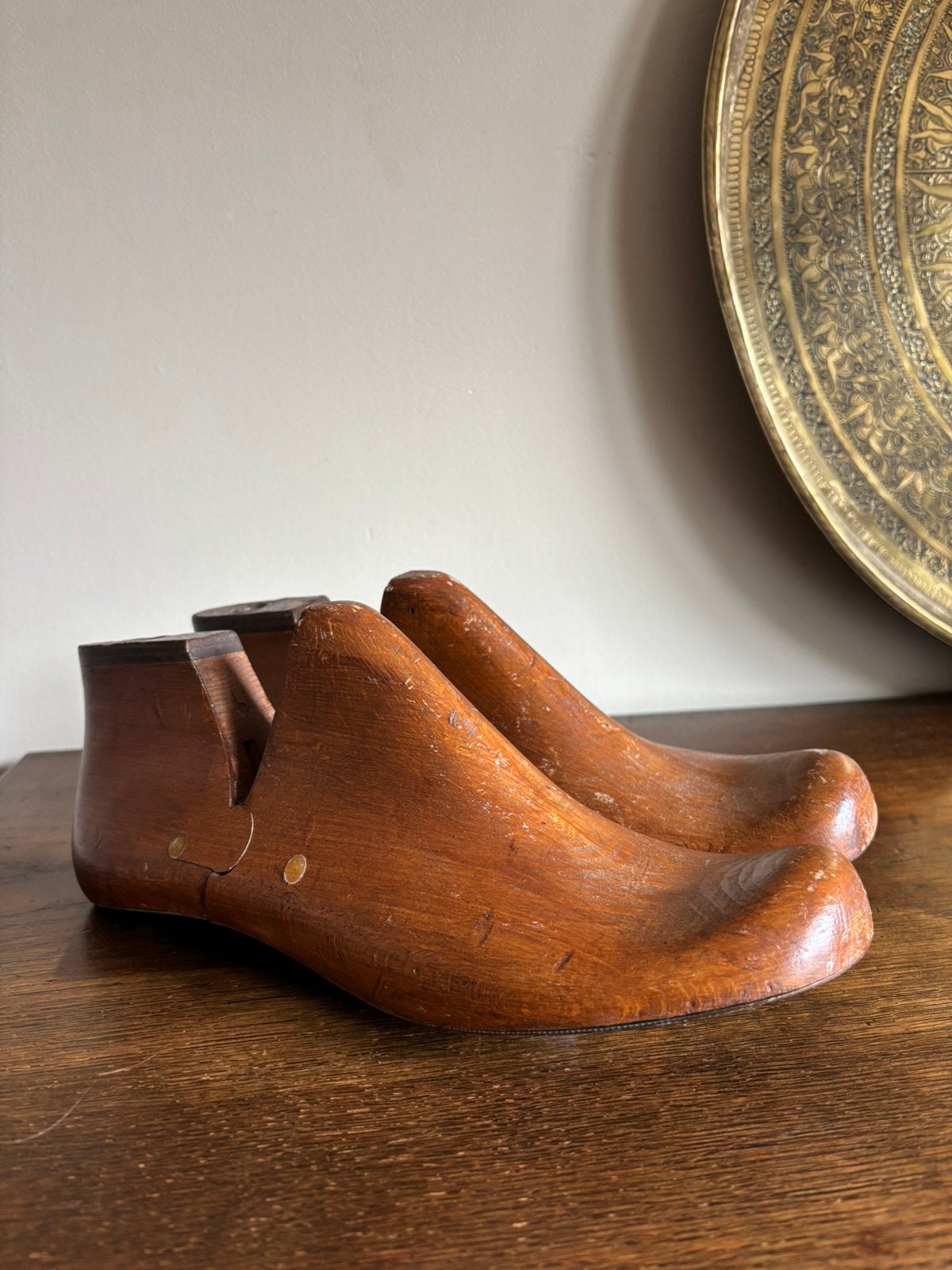 Oude antiek houten schoenmallen/schoenleest mt 43 decoratief, Antiek en Kunst, Ophalen of Verzenden