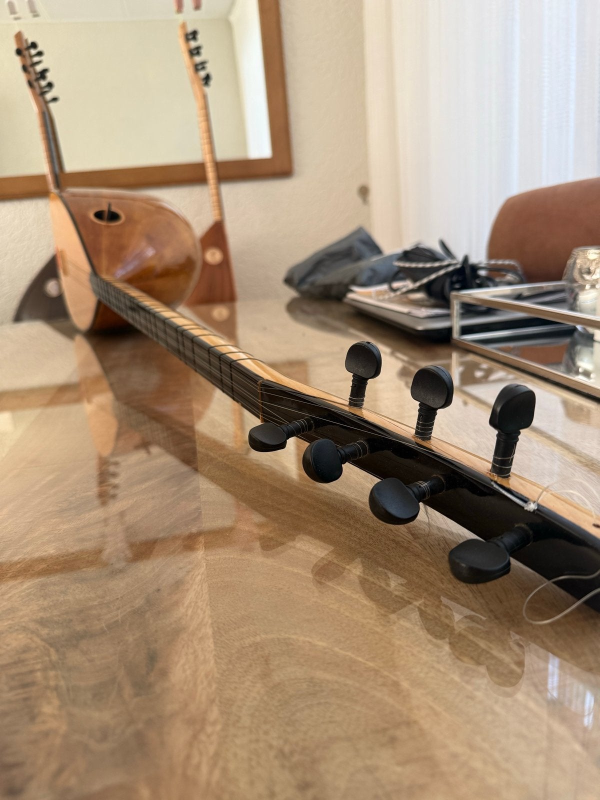 Turkse gitaar (lange hals) met hoes/ Baglama uzun sap, Muziek en Instrumenten, Ophalen, Zo goed als nieuw, Luit, Saz of Bouzouki