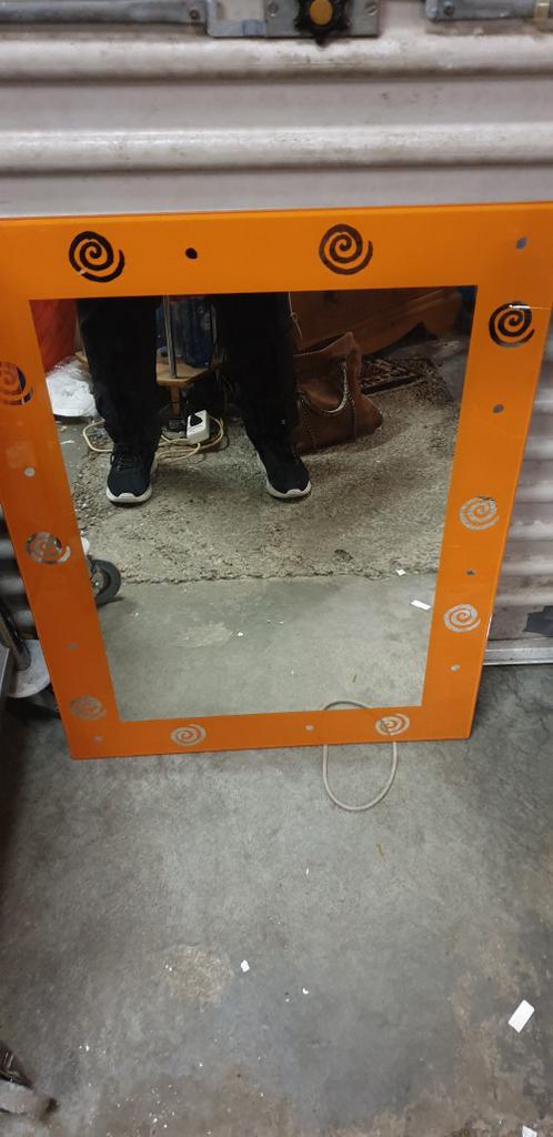 spiegel met oranje sierlijst, Ophalen of Verzenden, 'T Olde Gre-j, Info@toldegrej.nl, Endepoelstraat 20f Didam