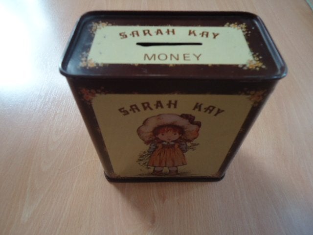 Vintage Sarah Kay spaarpot, blik, Verzamelen, Retro, Ophalen of Verzenden, Huis en Inrichting