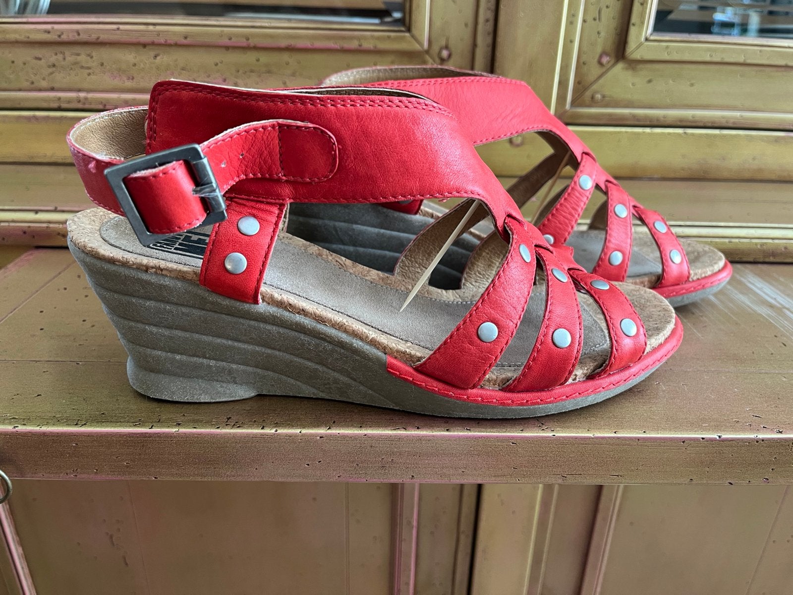 Wolky Fancy Me by wolky rood leren sandalen maat 40, Zo goed als nieuw, Rood, Sandalen of Muiltjes, Ophalen of Verzenden