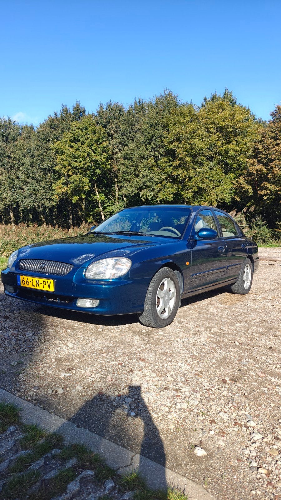 Unieke Hyundai Sonata 2.5L V6 161 PK I Automaat 2004 Blauw, Auto's, Automaat, 1380 kg, Blauw, 75 €/maand