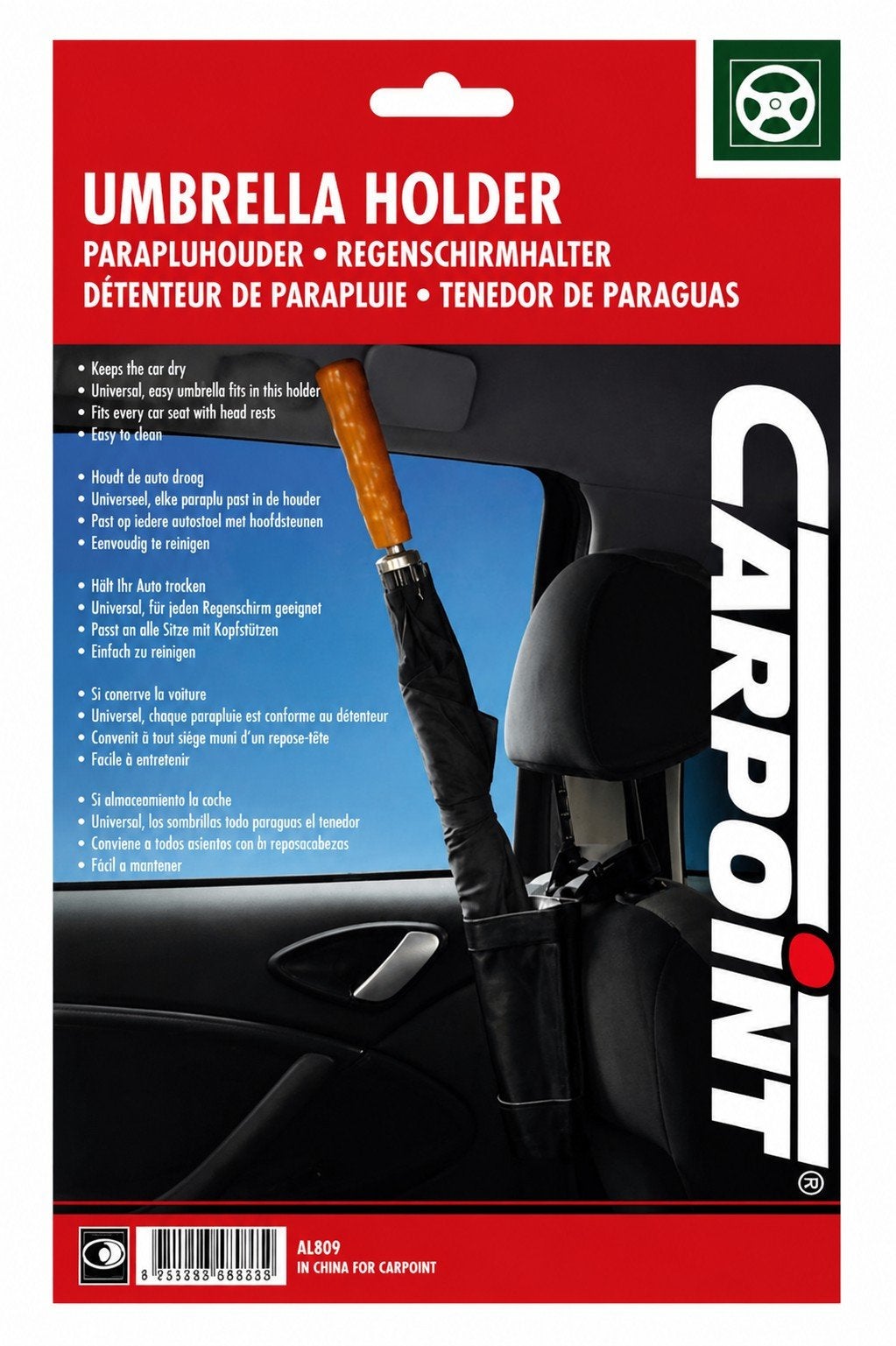 Universele Paraplu Houder Auto Hoofdsteun - Zwart, Verzenden, Carpoint, V, V