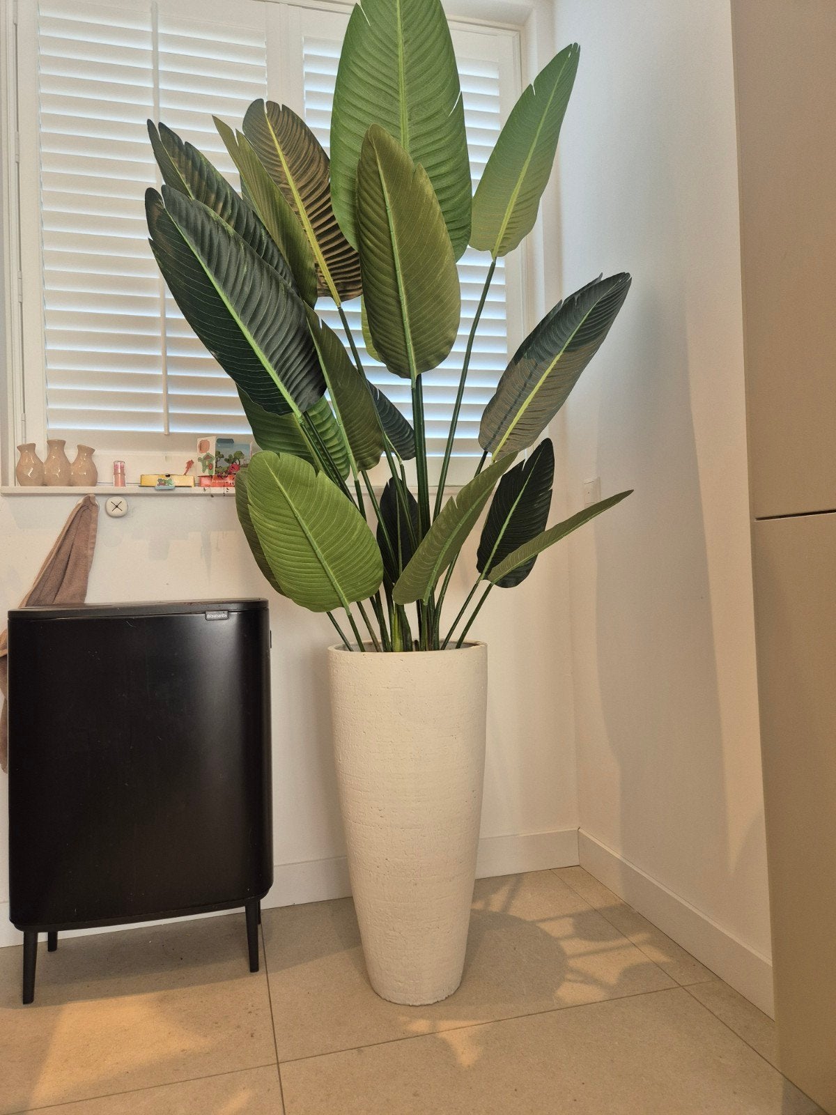 Prachtige kunstplant Strelitzia en vaas, Ophalen, Zo goed als nieuw