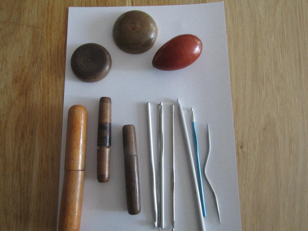 Antieke handwerk spullen o.a  een heel mooi stop ei, Ophalen of Verzenden, Zo goed als nieuw, Haken, Overige typen