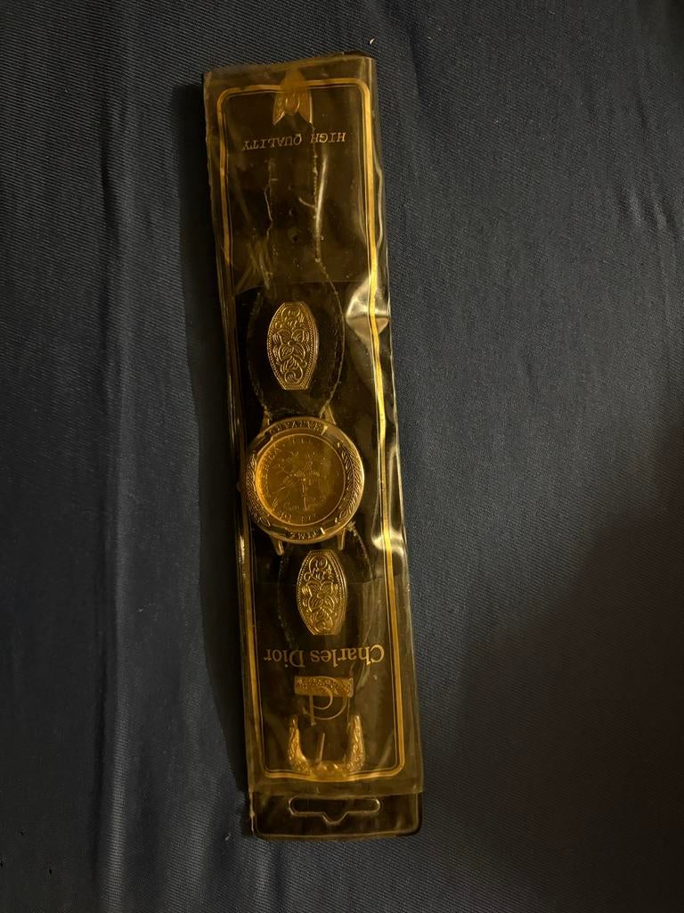 Vintage Charles Dior Quartz Horloge 18K Goud Verguld, Sieraden, Tassen en Uiterlijk, Horloges | Dames, Overige merken, Polshorloge