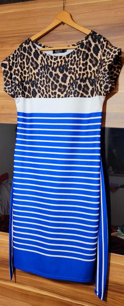 Envy Collection Jurk met Luipaardprint en Strepen, Maat 42/44 (L), Nieuw, Ophalen of Verzenden, Knielengte