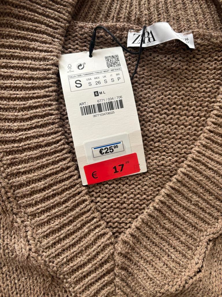 Zara gebreide set: mouwloze top en wijde broek, Bruin, Nieuw, Ophalen of Verzenden, Maat 36 (S)