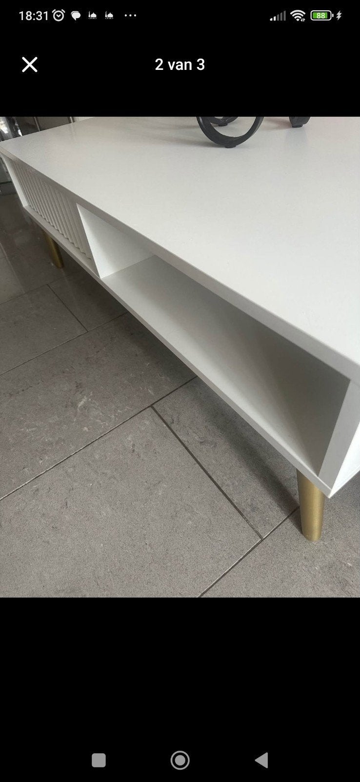 Moderne witte salontafel met opbergruimte, Ophalen, Rechthoekig, 50 tot 100 cm