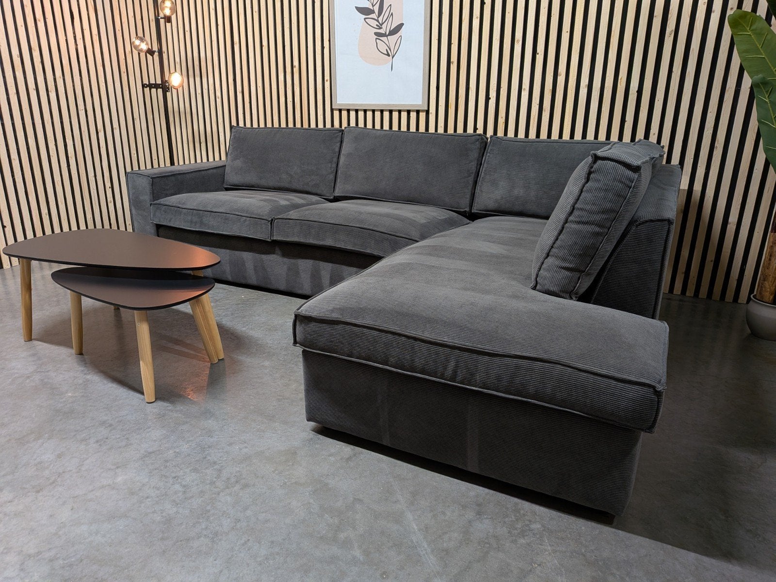 Foto 4 van WOOOD 'Thomas' Ribstof Hoekbank Grijs - Gratis Bezorging