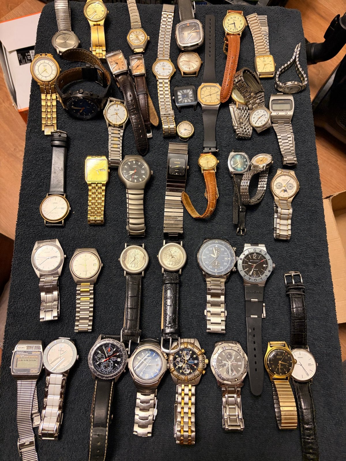 Grote collectie diverse polshorloges, waaronder Seiko en Cit, Overige merken, Gebruikt, Staal, Polshorloge