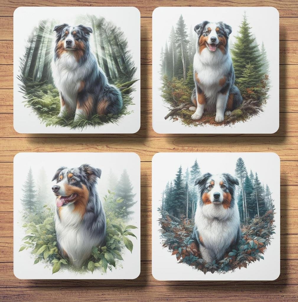 Australian Shepherd Bos onderzetters met houder, Ophalen of Verzenden, Nieuw