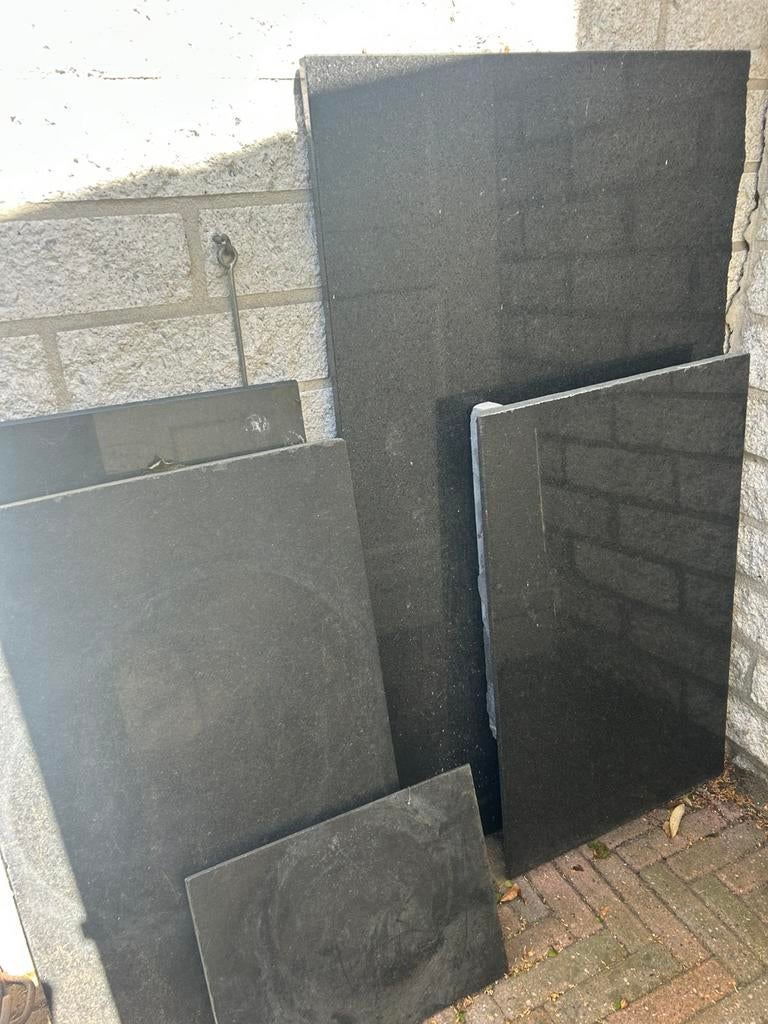 partij stukken graniet bladen zwart, Doe-het-zelf en Verbouw, Tegels, Ophalen, Gebruikt, Graniet, Overige typen